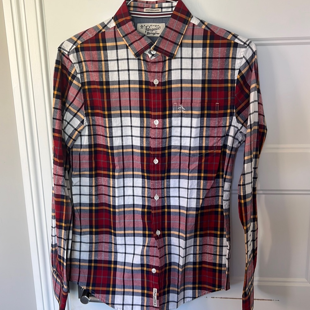 Penguin men’s plaid button down
